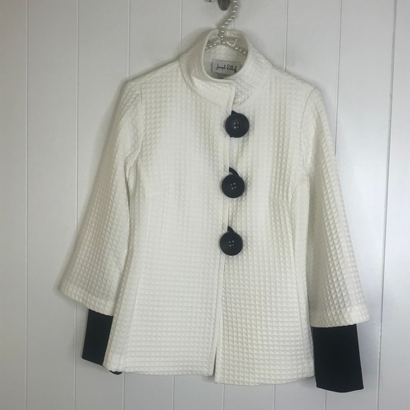 Joseph Ribkoff White and Black Blazer SZ 4 - Picture 6 of 8